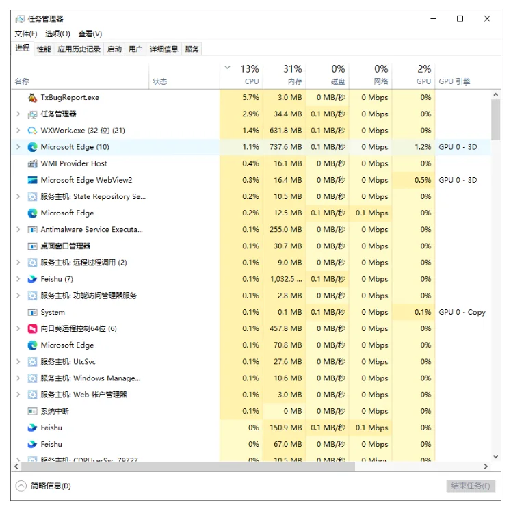 同时摁下按键Ctrl+shift+esc，打开任务管理器